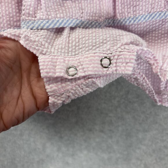 Petit Ami Baby Girls 9M Pink Seersucker Romper Bubble Smocked Beach  Ruffles - Picture 9 of 10